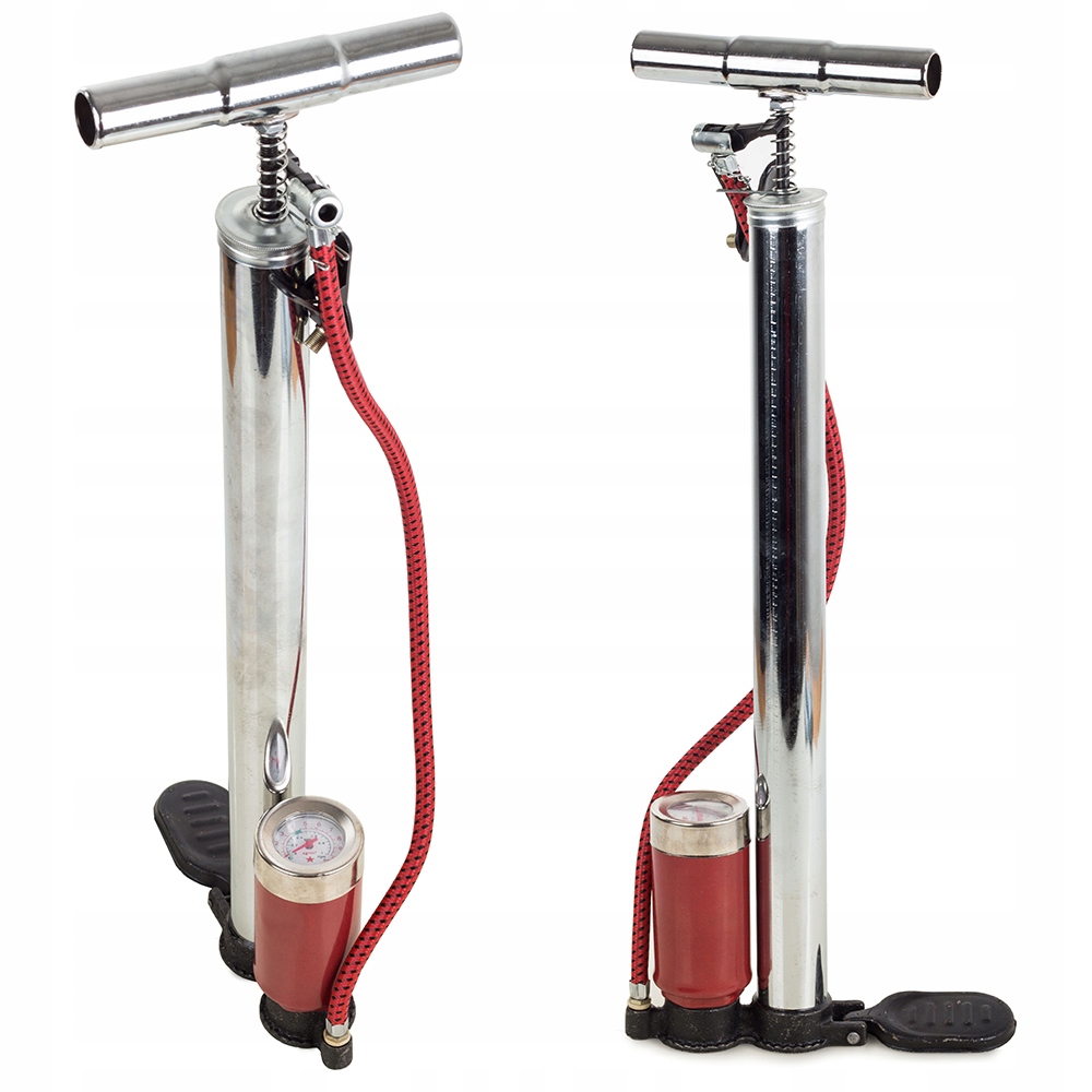 POMPKA STOJĄCA PODŁOGOWA Z MANOMETREM NOŻNA SAMOCHODOWA ROWEROWA METALOWA