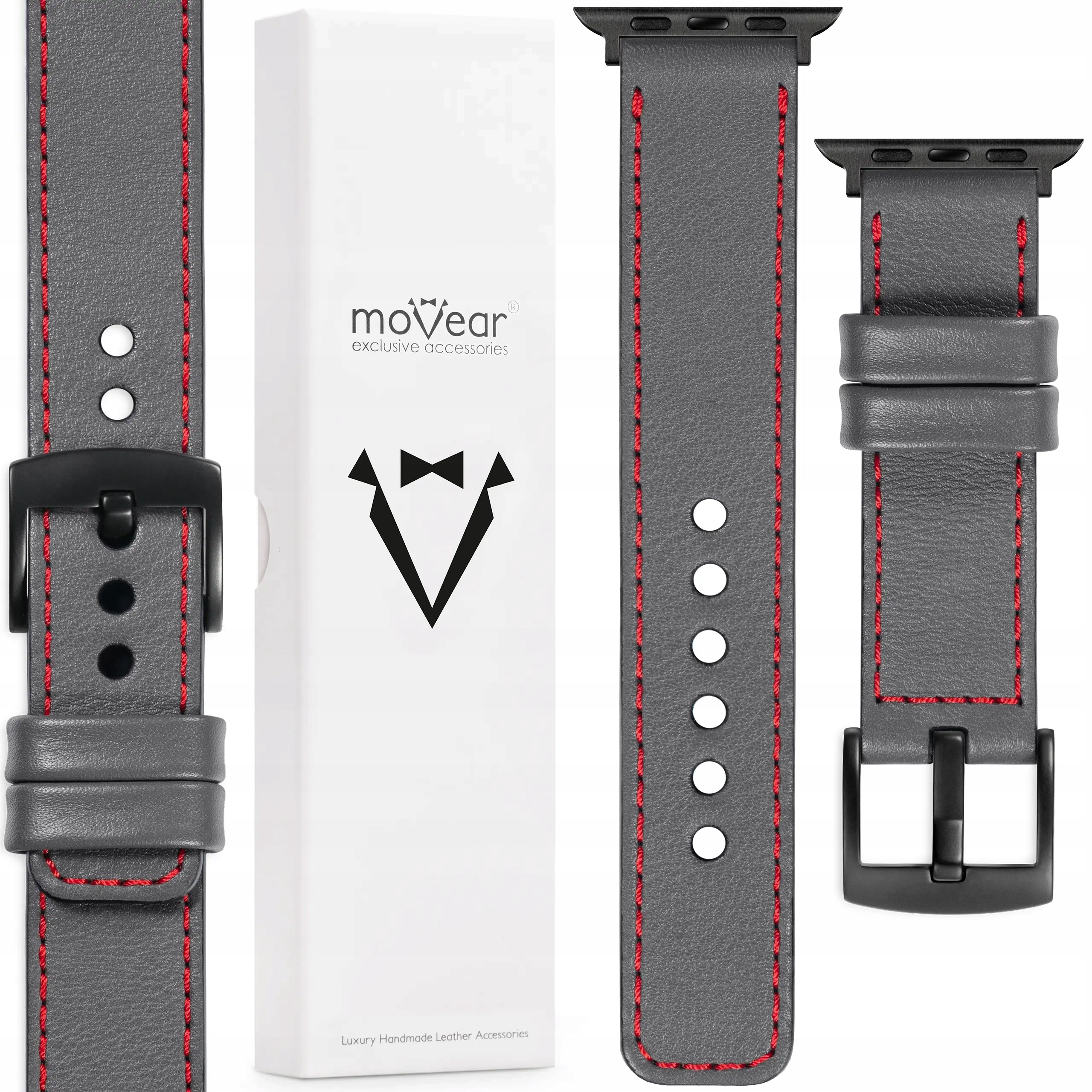 Kožený řemínek pro Apple Watch 10 9 8 7 6 5 Se 46-44 mm Ultra šedý