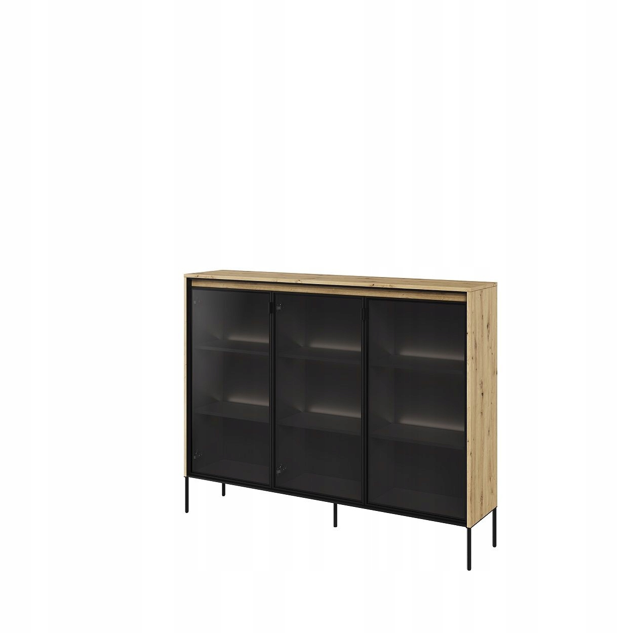 Komoda z przeszkleniem Trend TR-08 kolor Dąb artisan, Z oświetleniem Led