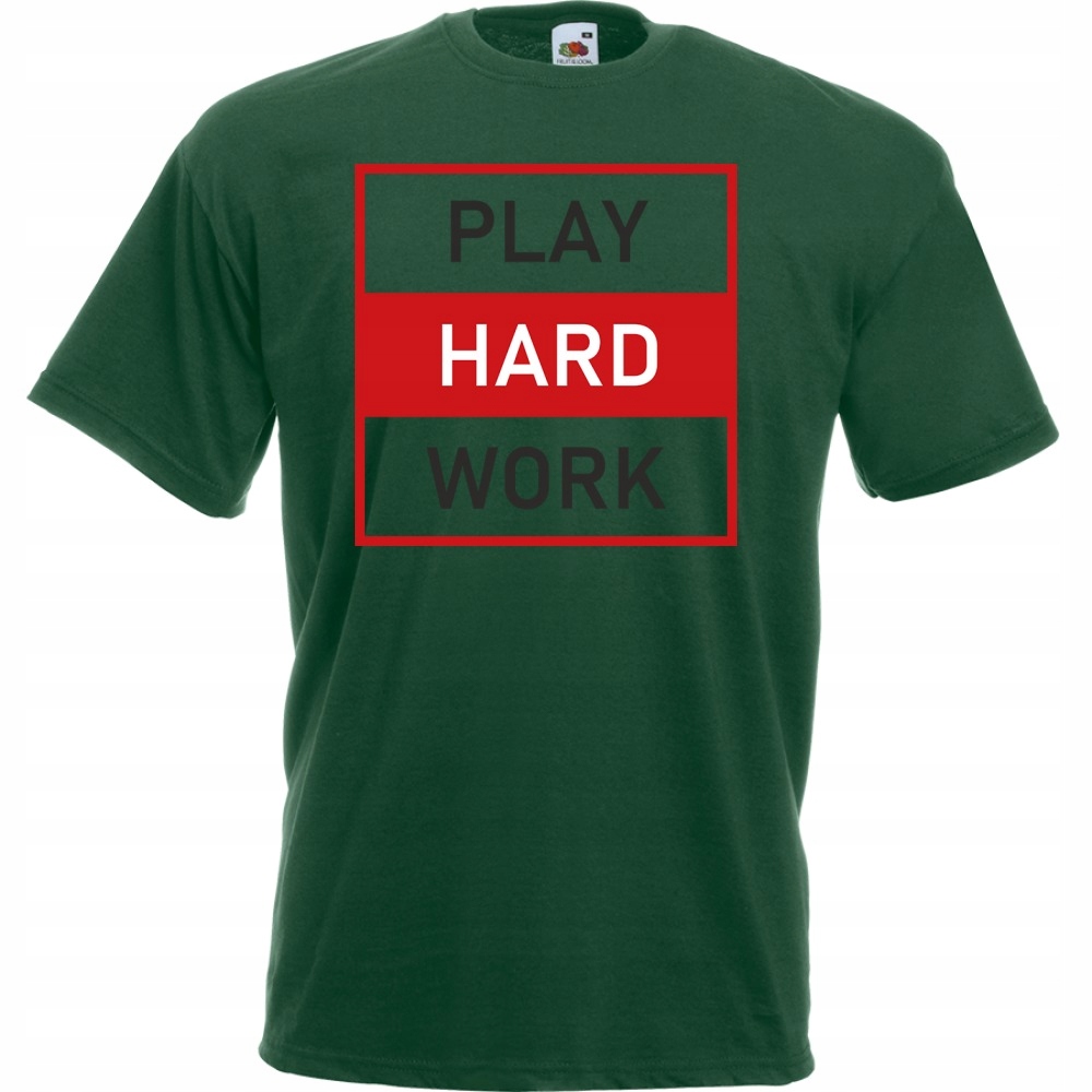 

Koszulka zabawna play hard work hard S butelkowa