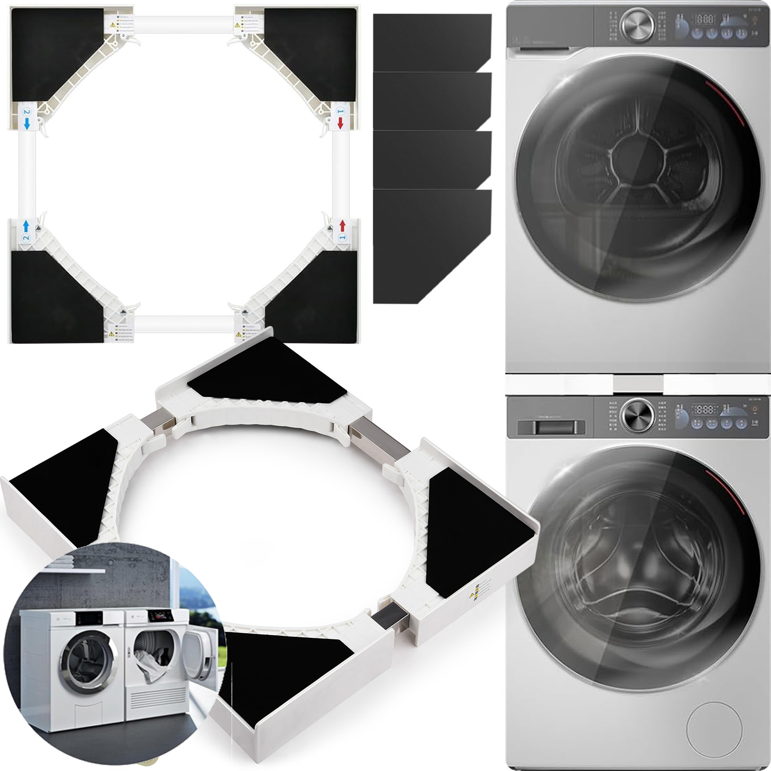 Łącznik Pralki Suszarki Uniwersalny Szerokość 46-66CM Oszczędność Miejsca
