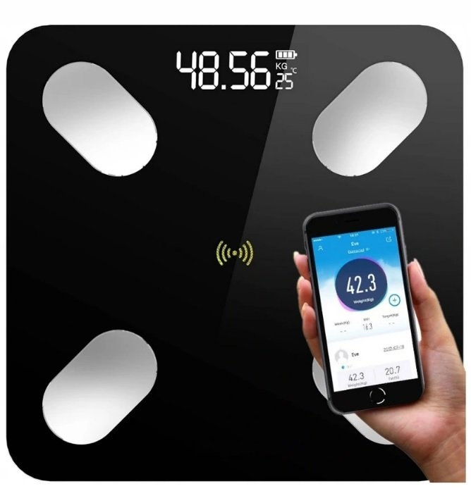 Waga elektroniczna WAGA SPORTOWA ŁAZIENKOWA WAGA Z BLUETOOTH ŁAZIENKOWA Materiał platformy szkło