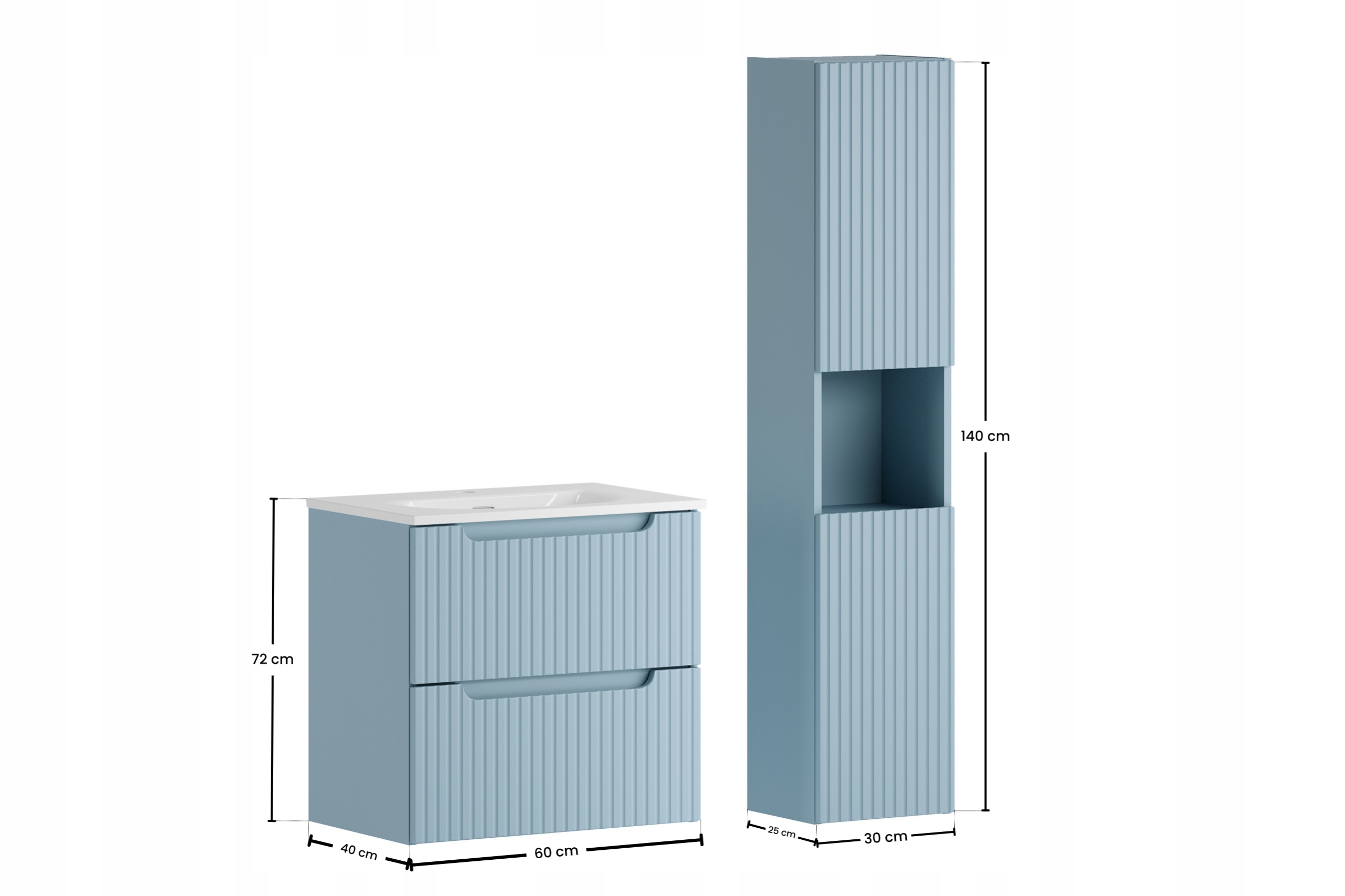 Nábytková sestava 60 cm s umyvadlem Sky a vysokou skříňkou