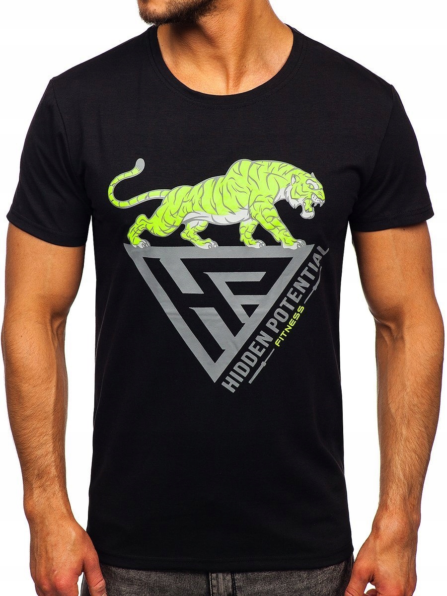 

T-shirt Męski Koszulka Czarna Y70013 Denley_xl