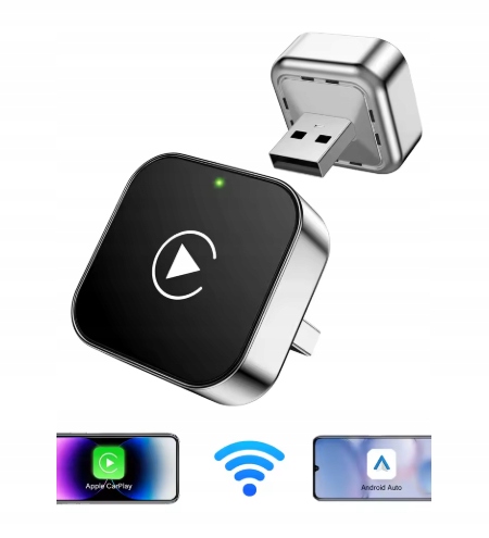 Bezprzewodowy adapter mini USB CarPlay do iPhone iOS Android Auto
