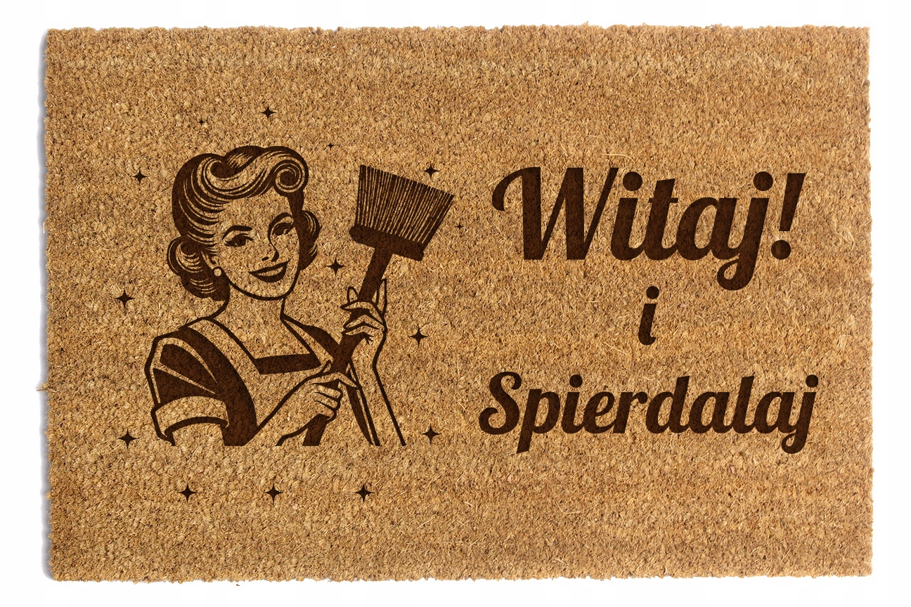 Stěrač Pod Dveře 60 x 90 cm Vítejte a Spie***laj Kokos