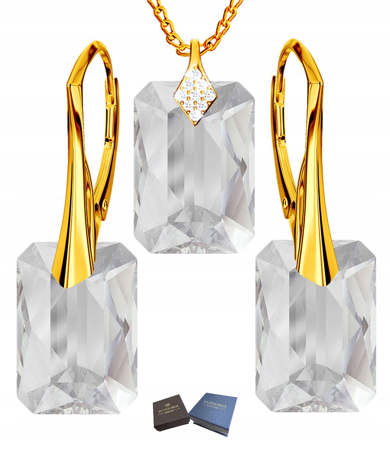 Sada šperků Zlaté Stříbro 925 Náušnice Náhrdelník jako Dárek pro ženy