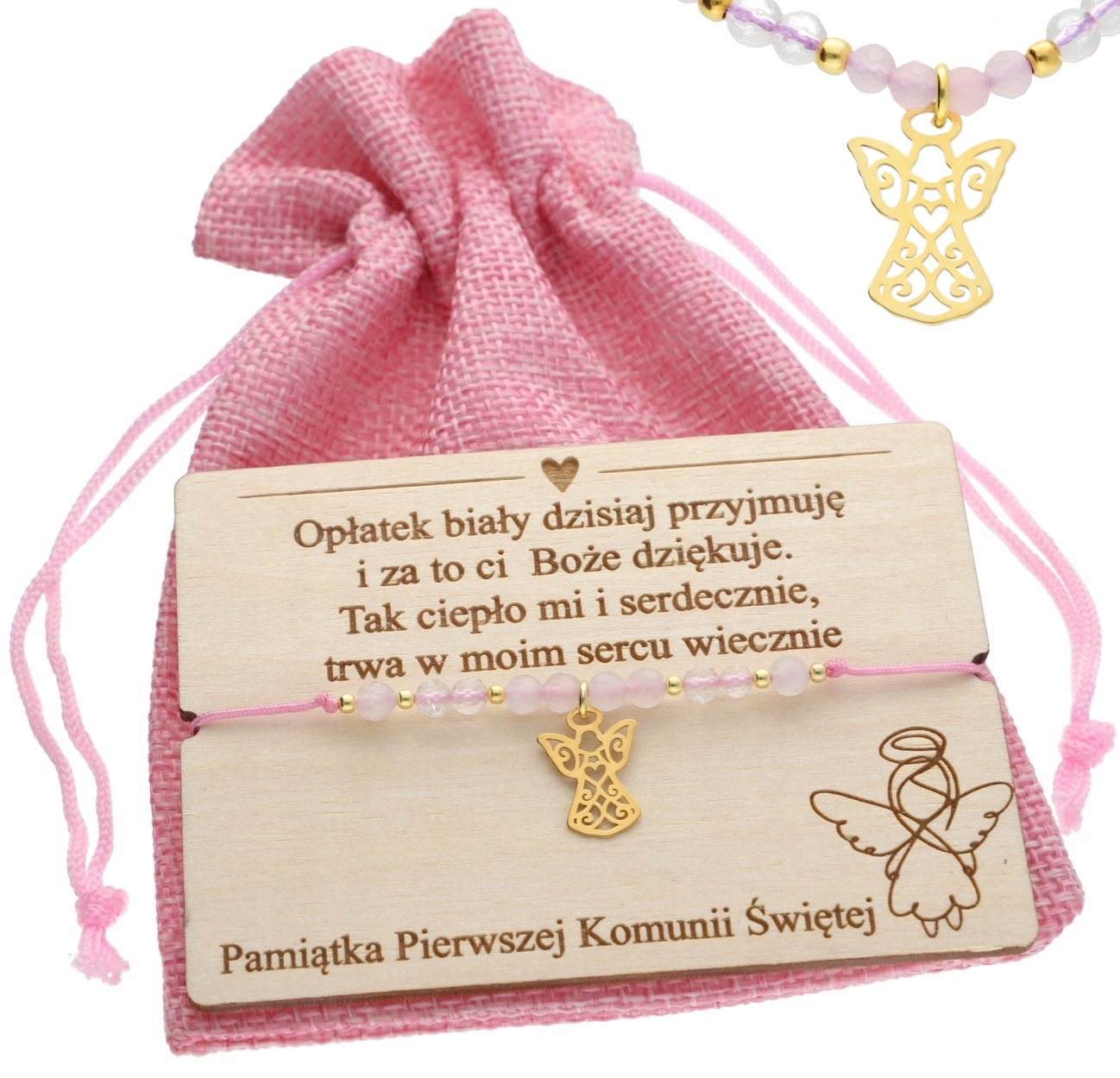 Památka prvního svatého přijímání Náramek andílek přírodní kameny