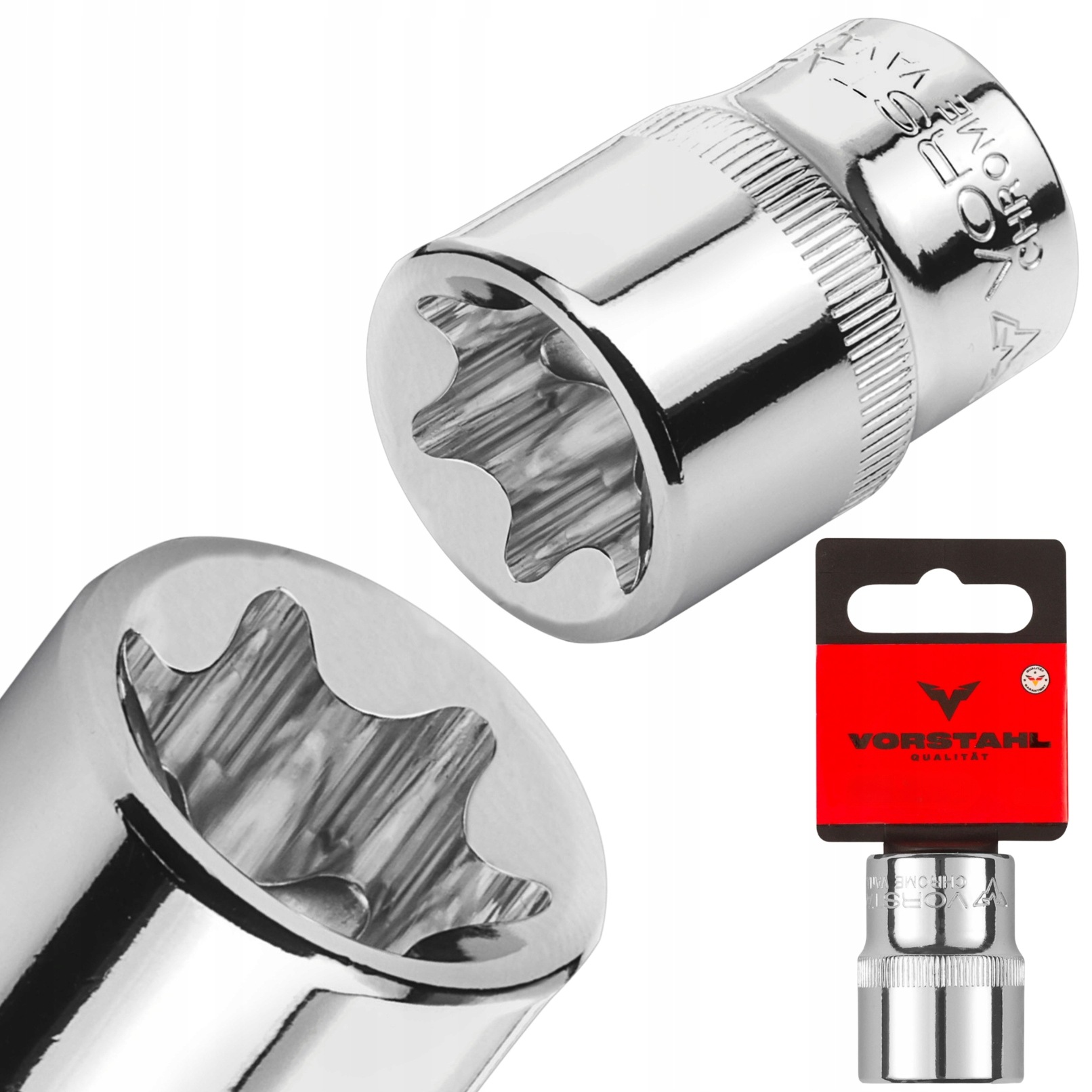 Klucz Nasadowy Nasadka 1/2” Torx Chromowany Kuty CrV > E16 < Vorstahl