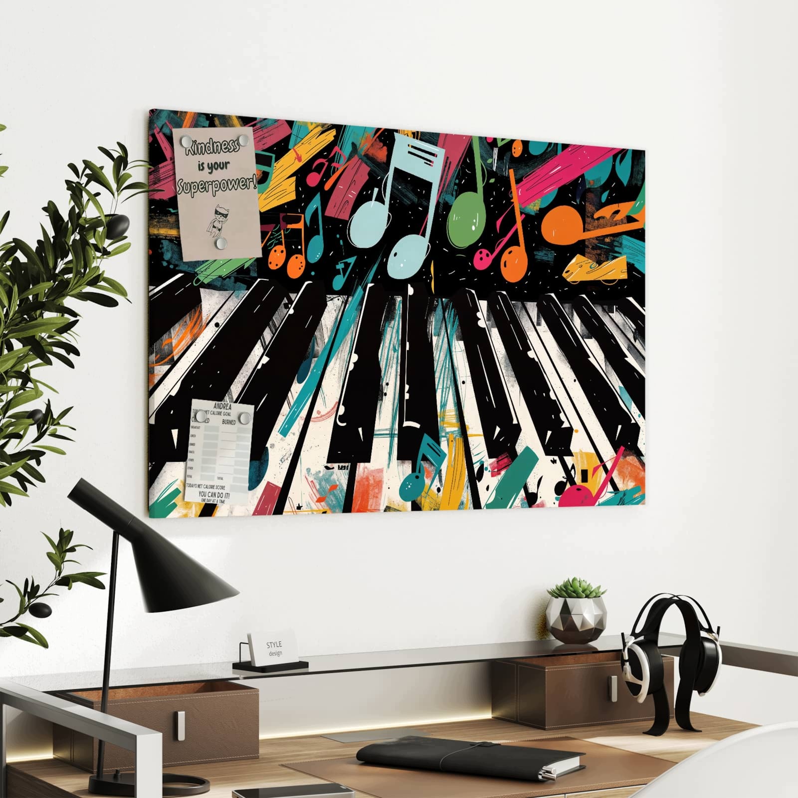 Magnetická tabule Nuty Klavír 90 × 60 cm