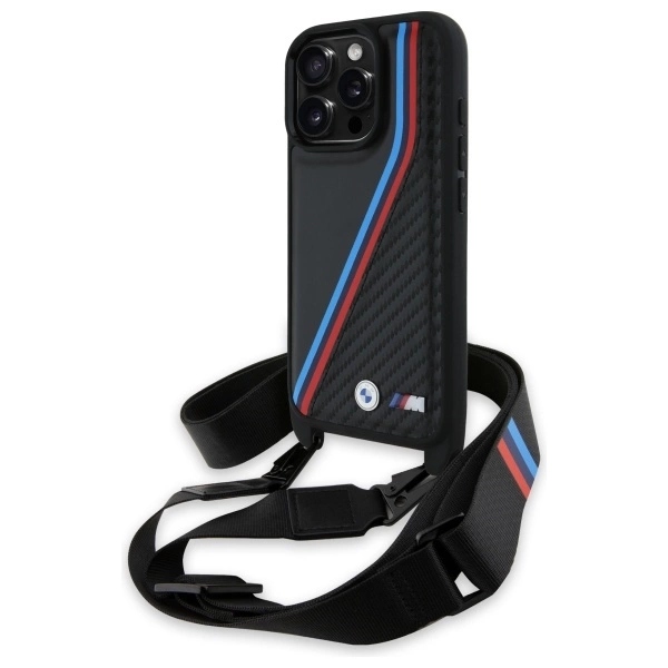 Pouzdro Bmw M Edition Carbon Tricolor Lines & Strap pro iPhone 16 Pro Max