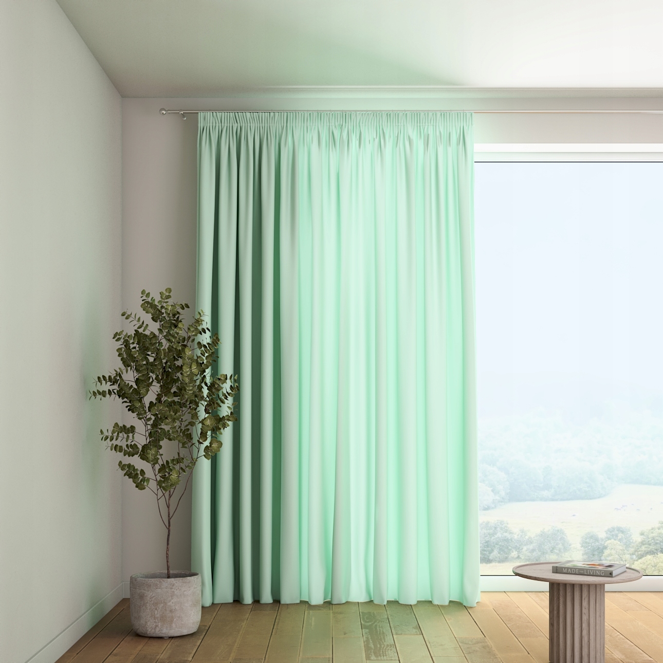 Dekoria Závěs na řasící pásce 1 ks 130x260 cm, odstíny zelené