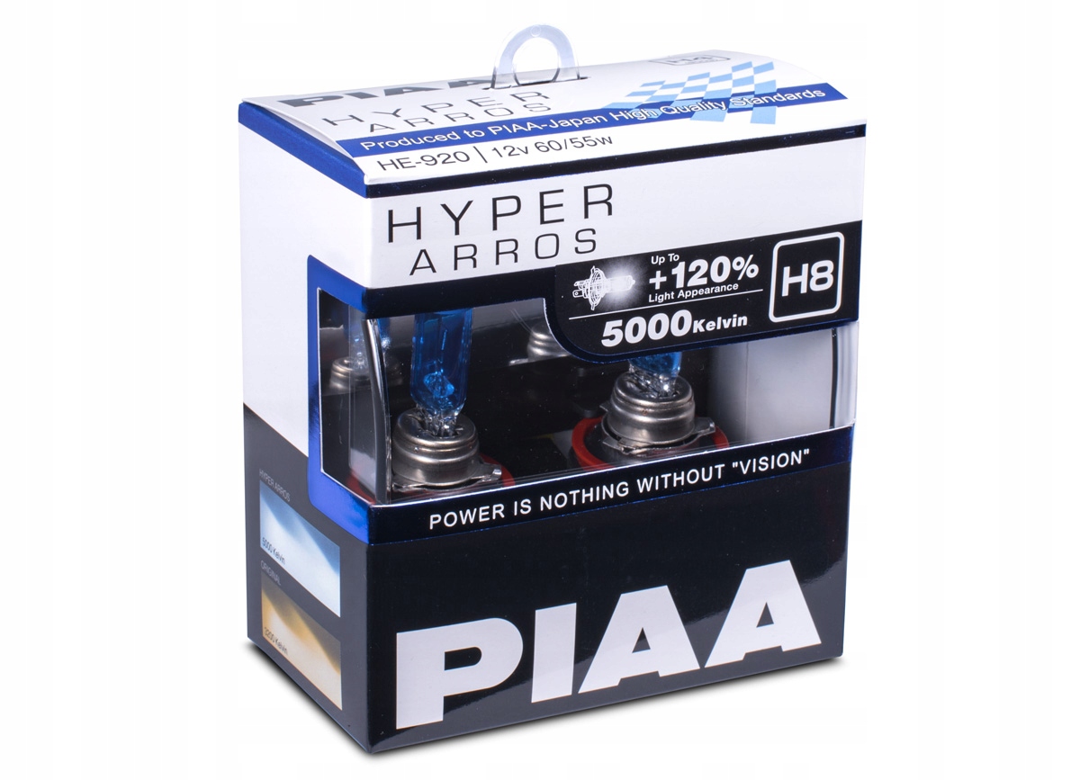 Autožárovky Piaa Hyper Arros 5000K H8 120 % vyšší svítivost, bílé světlo