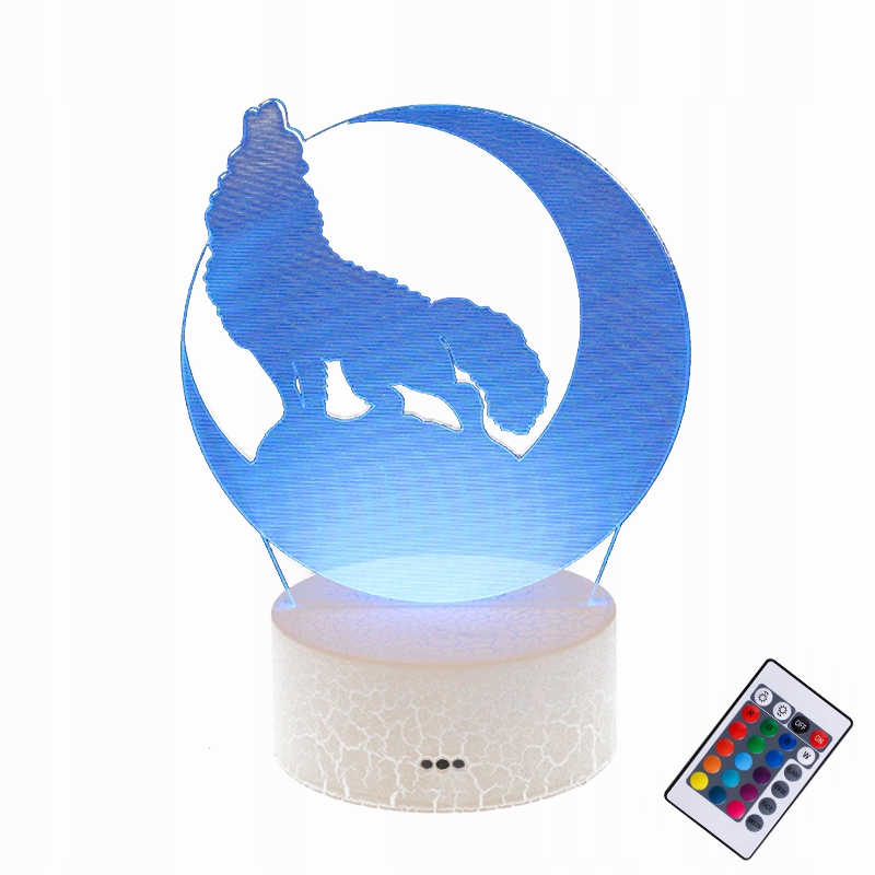 

Lampa 3D Led Usb Wilk Na Księżycu Wolf Moon +pilot