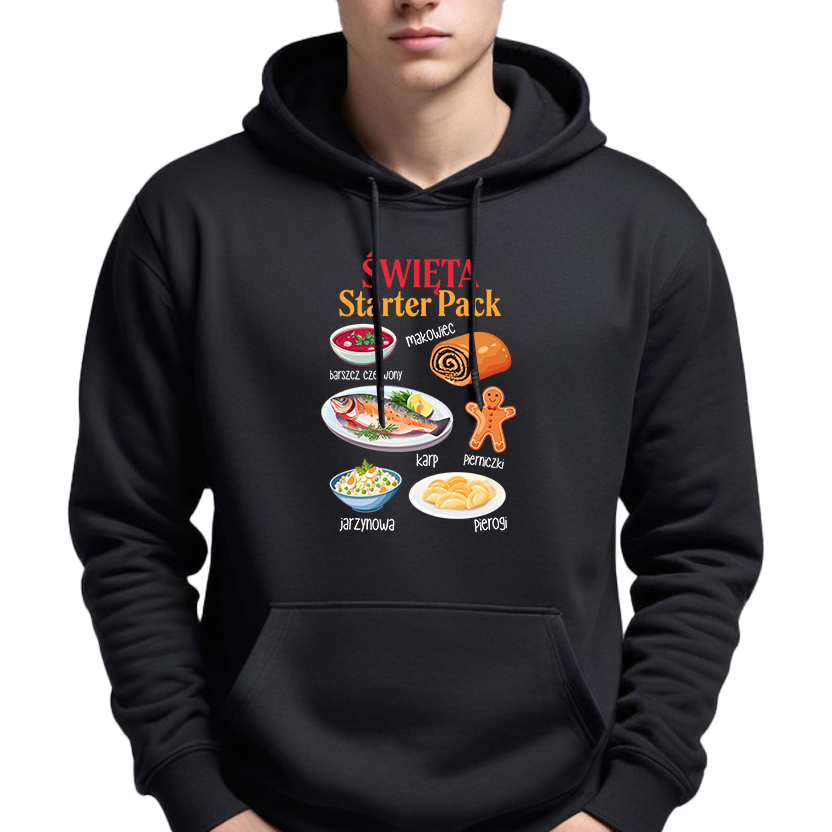 Mikina S Kapucí Černá Hoodie Vánoční Dárek Vánoce Stater Pack Vel L