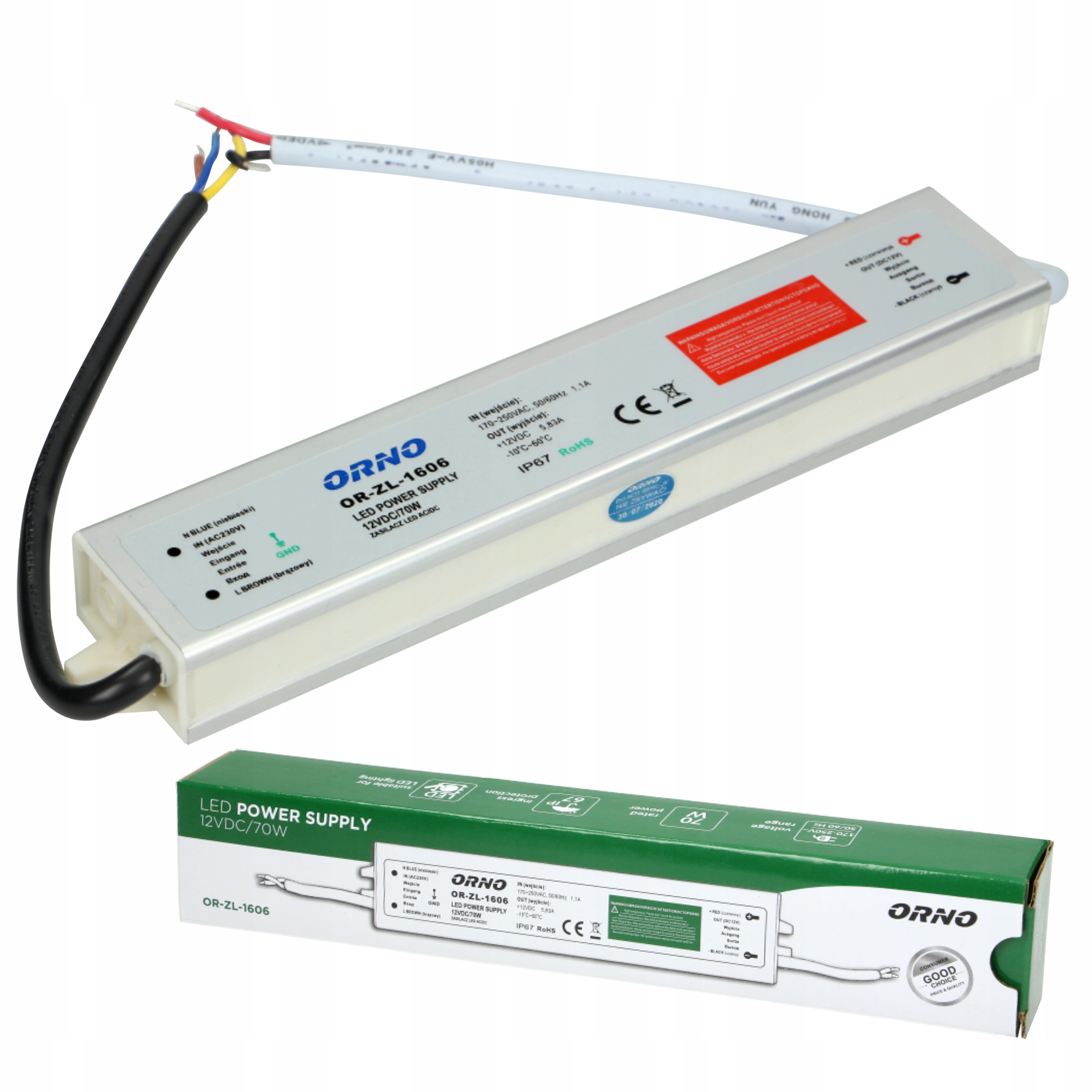 

Zasilacz do oświetlenia Led 12V 70W OR-ZL-1606