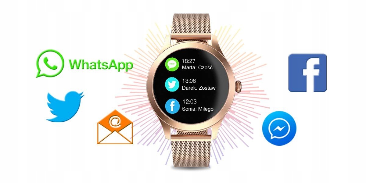 SMARTWATCH DAMSKI CIŚNIENIE TLEN WE KRWI TĘTNO SMS Rodzaj smartwatch
