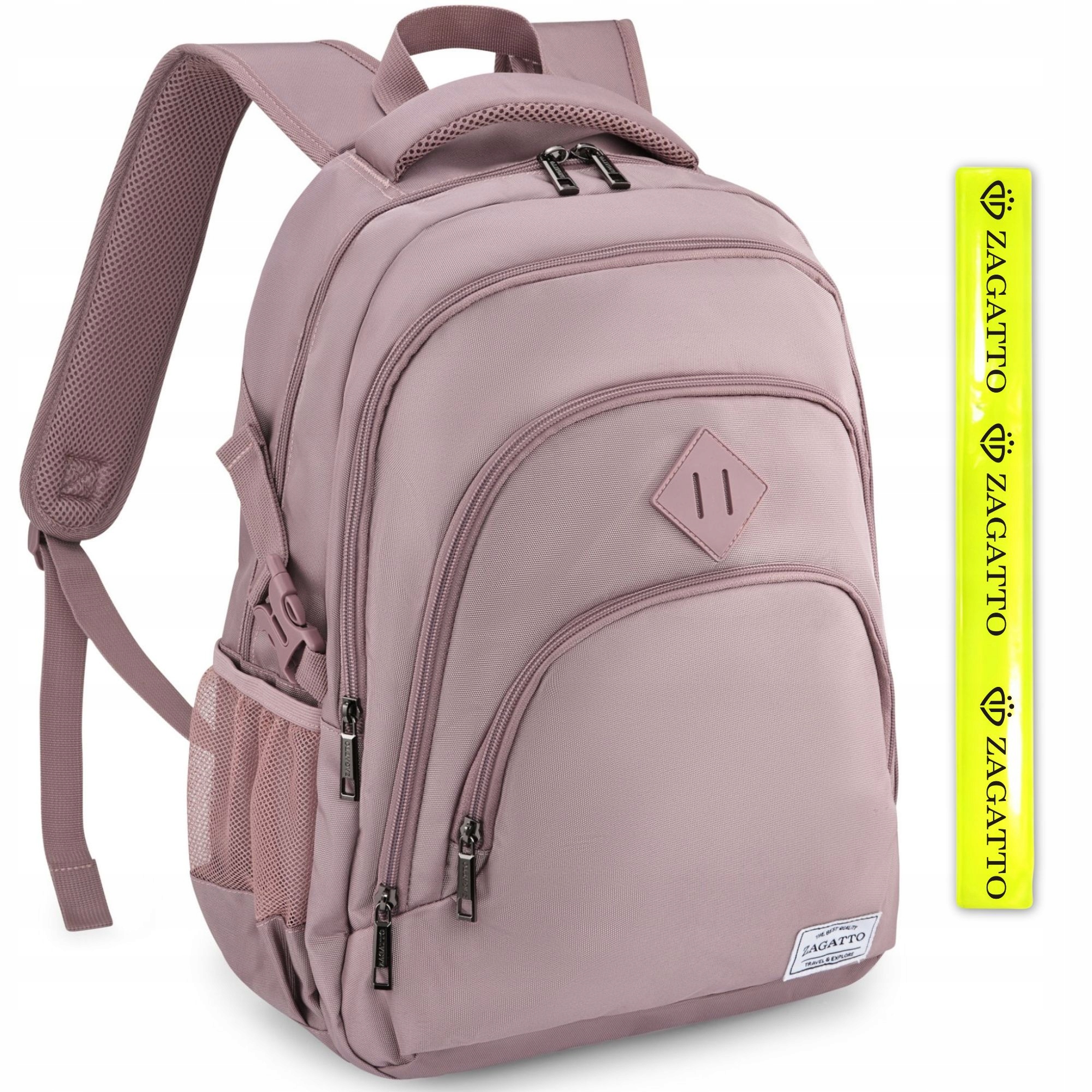 Duży plecak damski różowy szkolny pojemny z miejscem na laptopa 17” Zagatto