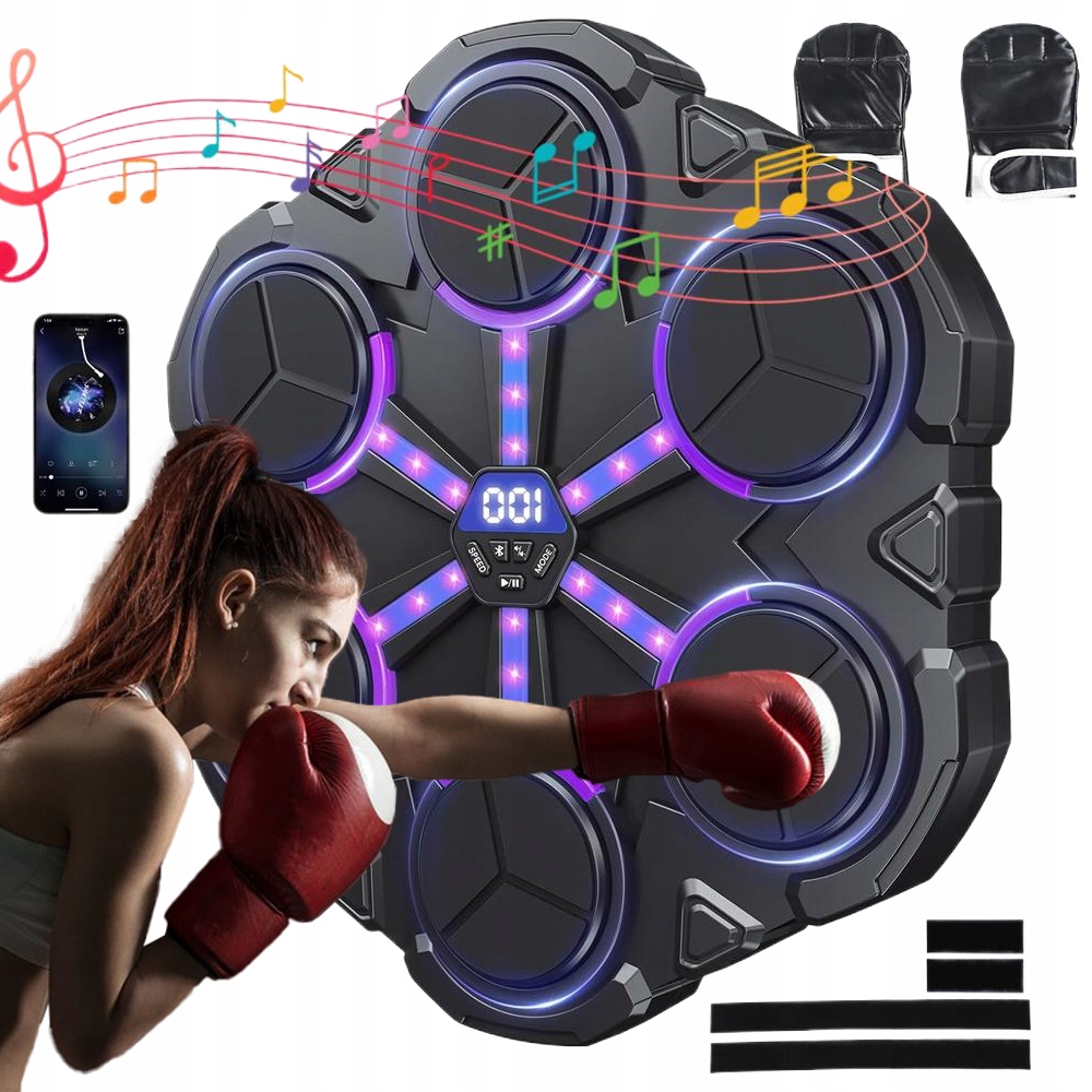 Muzyczna Maszyna Do Boksu Bluetooth Ekran Led Projekt Ścienny+rękawice
