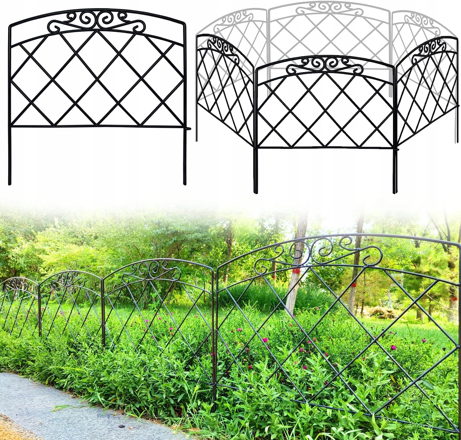 Panel ogrodzeniowy Thealyn Metalowy Czarny