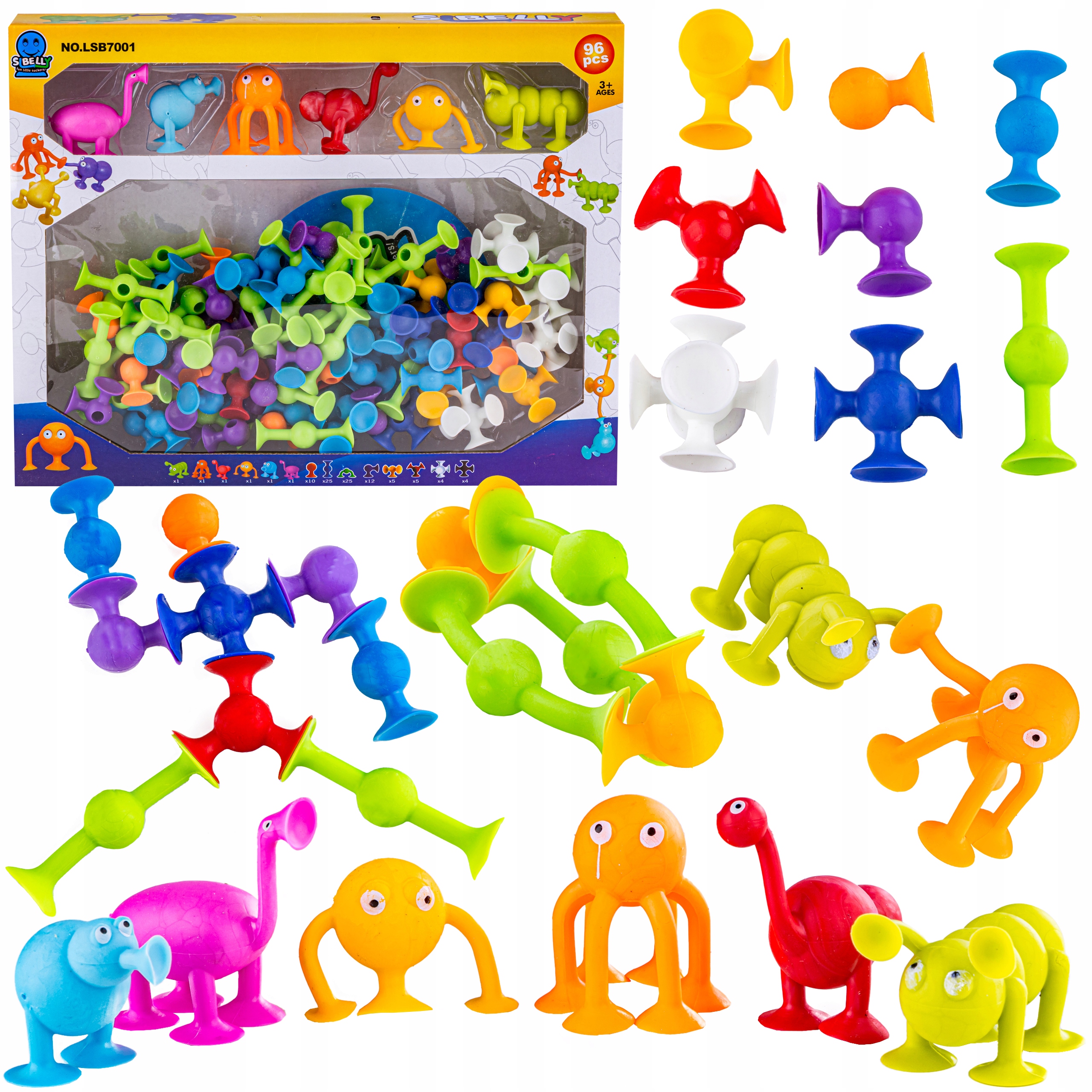 KOLOROWE KLOCKI DLA DZIECI PRZYSSAWKI SILIKONOWE