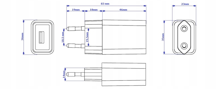 POS Zasilacz wtyczkowy 5V 2A dc wtyk USB POS05200A-USB-C Marka POS