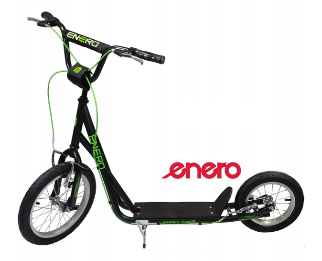 Duża Hulajnoga Gratisy pompowane koła hamulce 16 Ghost Raider Czarno-ziel