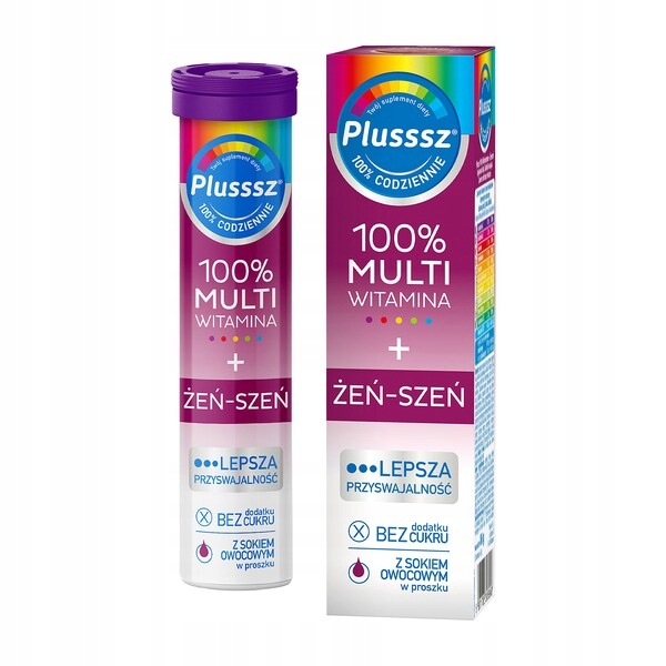 Plusssz Multivitamín+Ženšen, šumivý, 20 ks