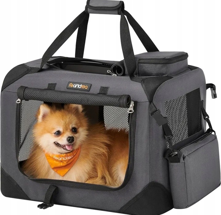 Přepravka pro psa kočku, skládací, šedá, velikost 50 cm x 35 cm x 35 cm