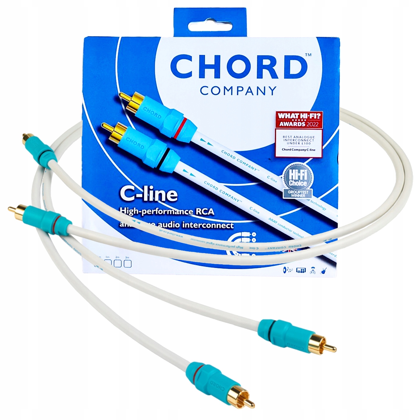 Kabel Audio 2RCA 2 x Rca Interkonekt Ofc Chord C-line 0.5m Nowa Wersja v2