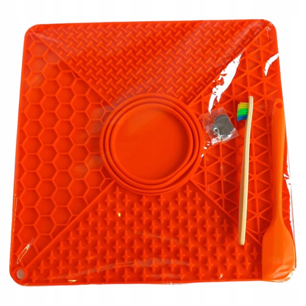 Levně Lízací Podložka Pro Psa Kočku Silikonová Na Pochoutky Uklidňující Pomeranč