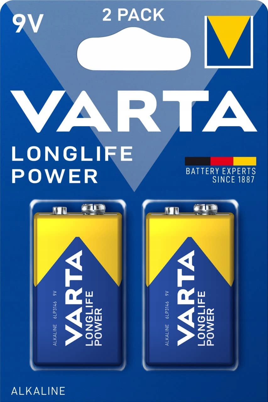 2x bateria alkaliczna varta longlife power 6lr61/9v (blister)
