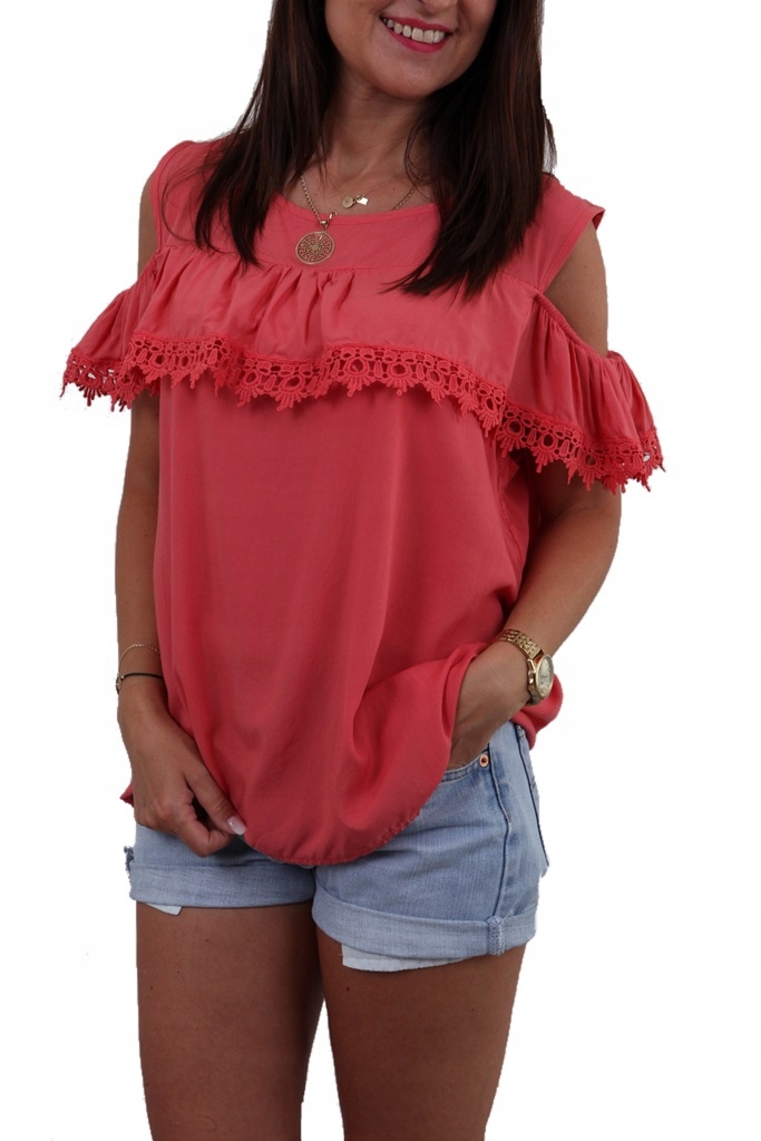 

Modna Bluzka Boho Koronka Gipiura Gołe Ramiona MIX