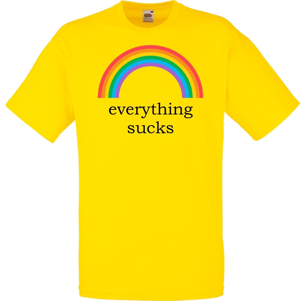 

Koszulka everything sucks tęcza XXL żółta jaskrawa