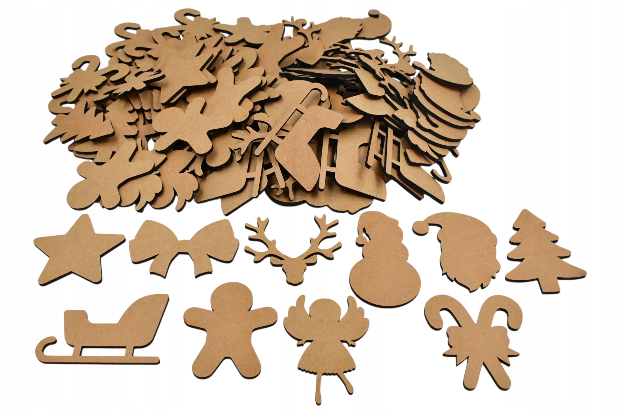Vánoční MIX Dřevěné Mdf 100 Ks 10cm Diy ruční práce