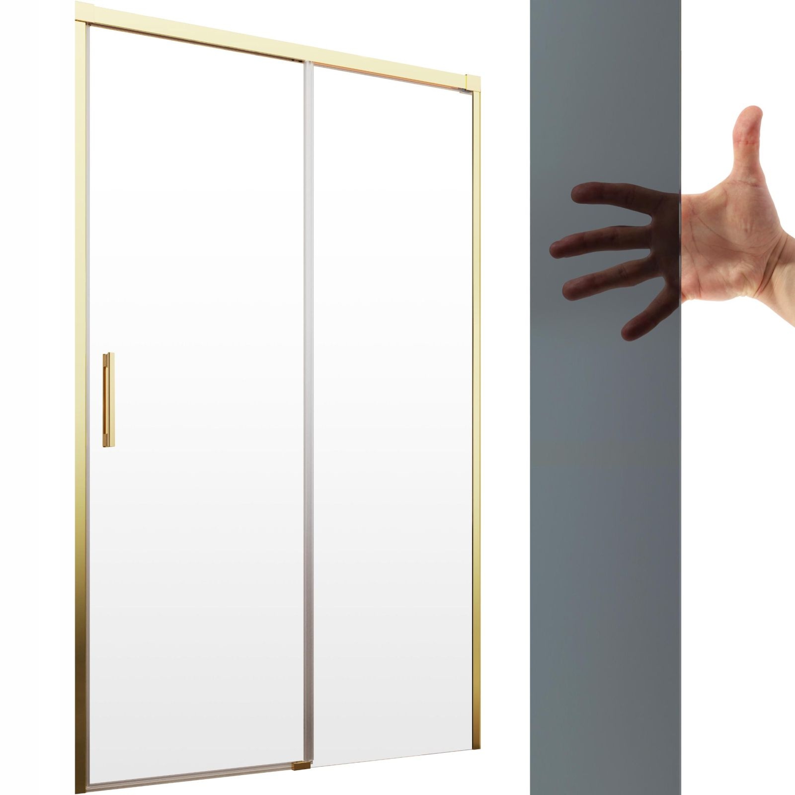 Drzwi wnękowe szklane złoty profil 160 cm P grafit