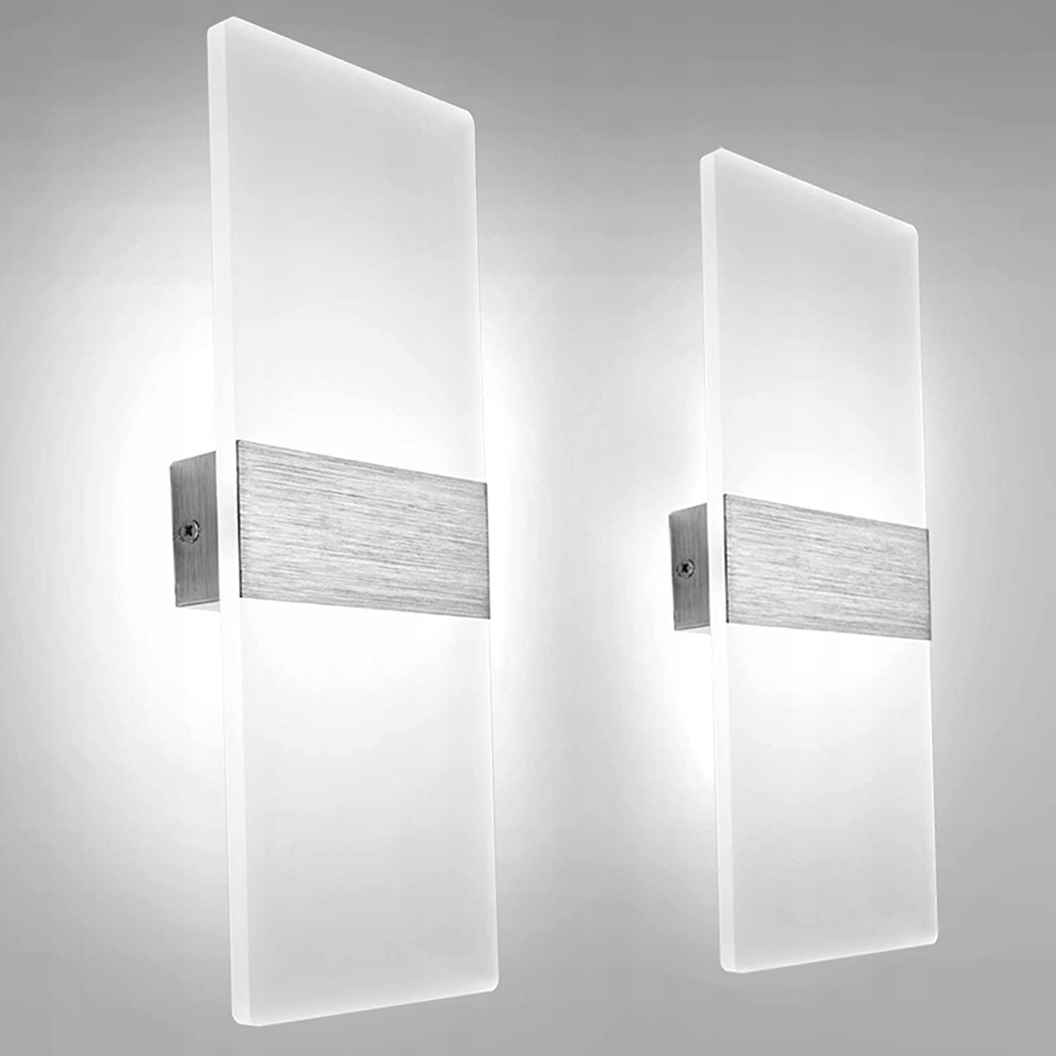 Nowoczesna akrylowa lampa ścienna LED 12W 6000K x2