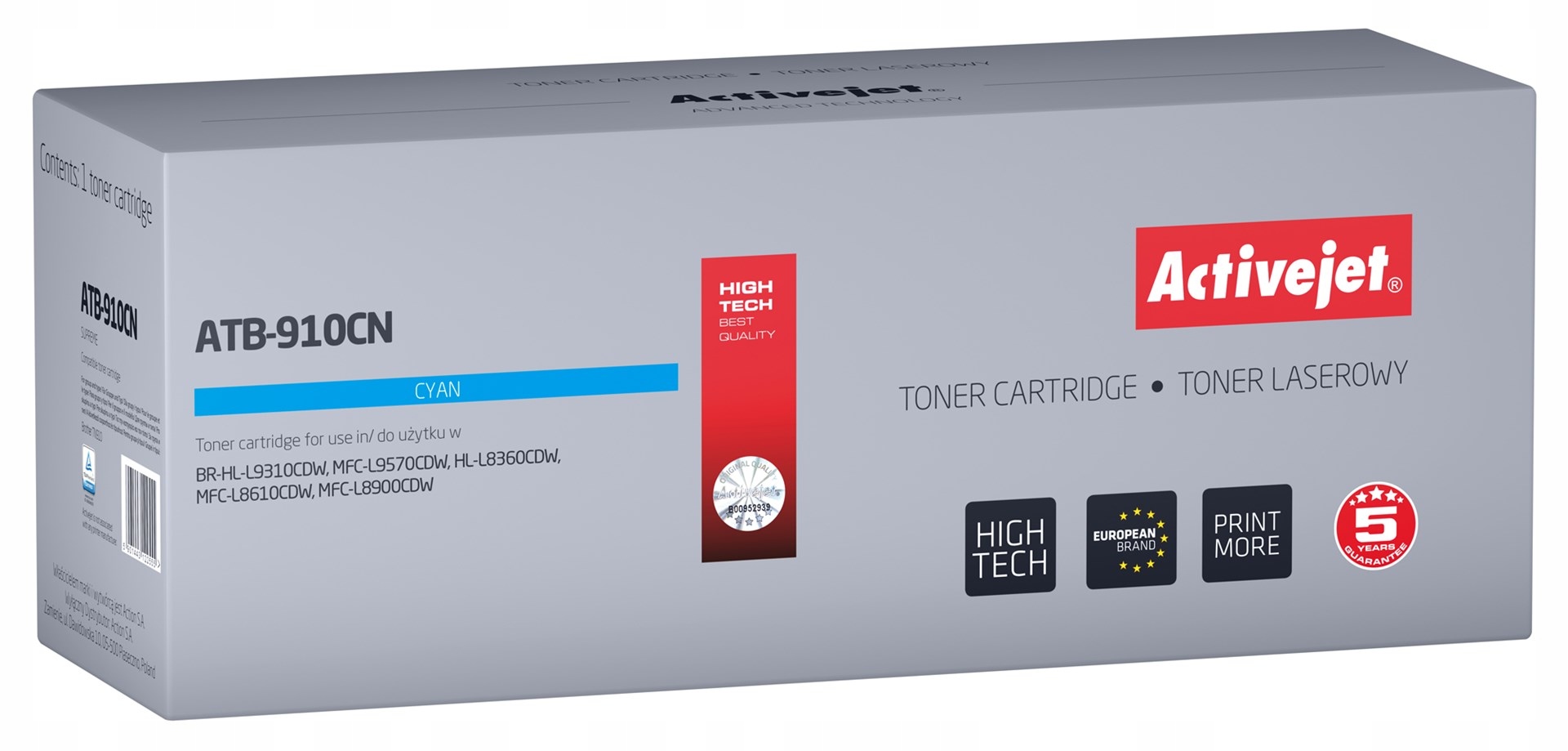 Toner Activejet ATB-910CN zamiennik Brother TN910C Niebieski 9000 stron