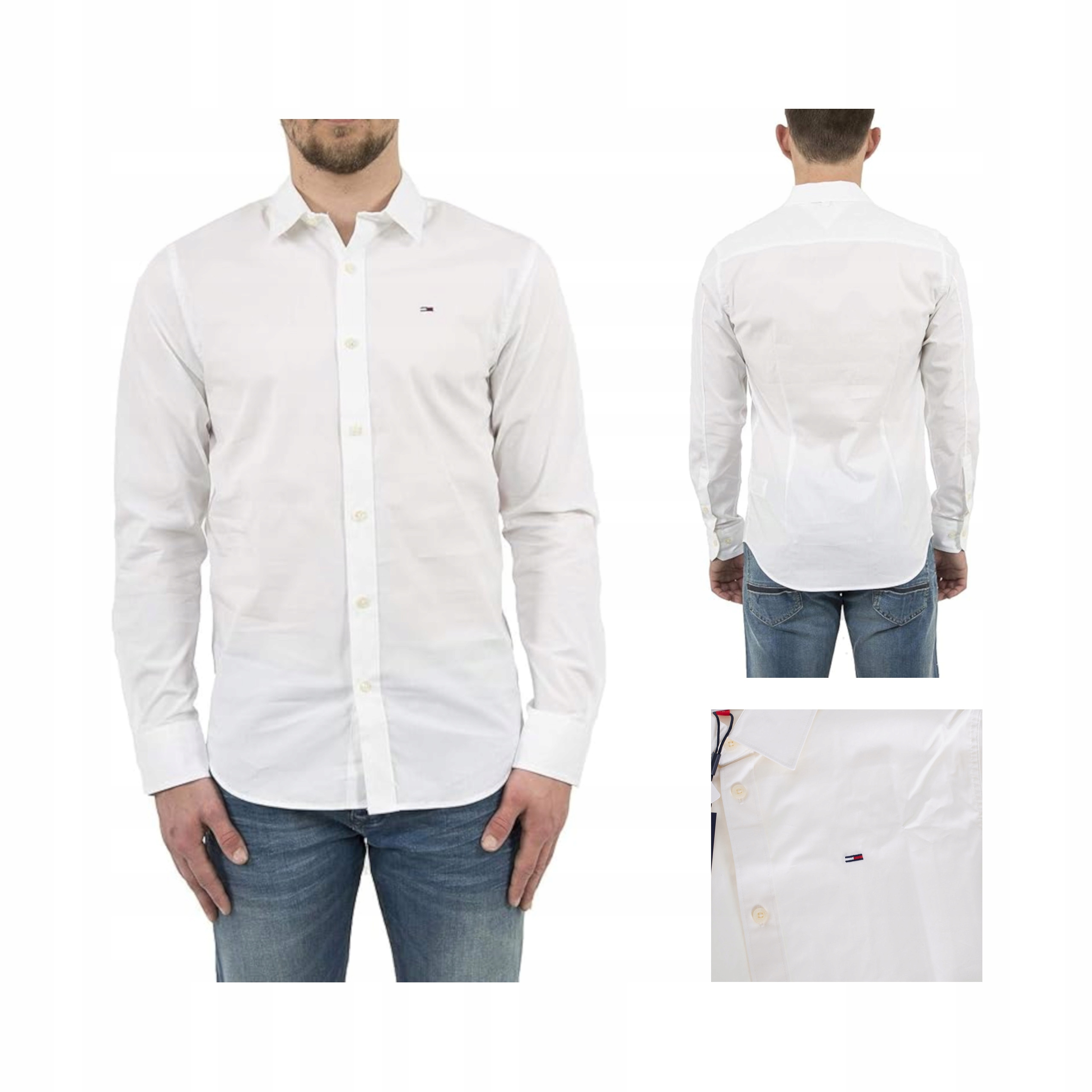 Košile Tommy Jeans Original M Pánská Dlouhý Rukáv Bílá Slim Fit