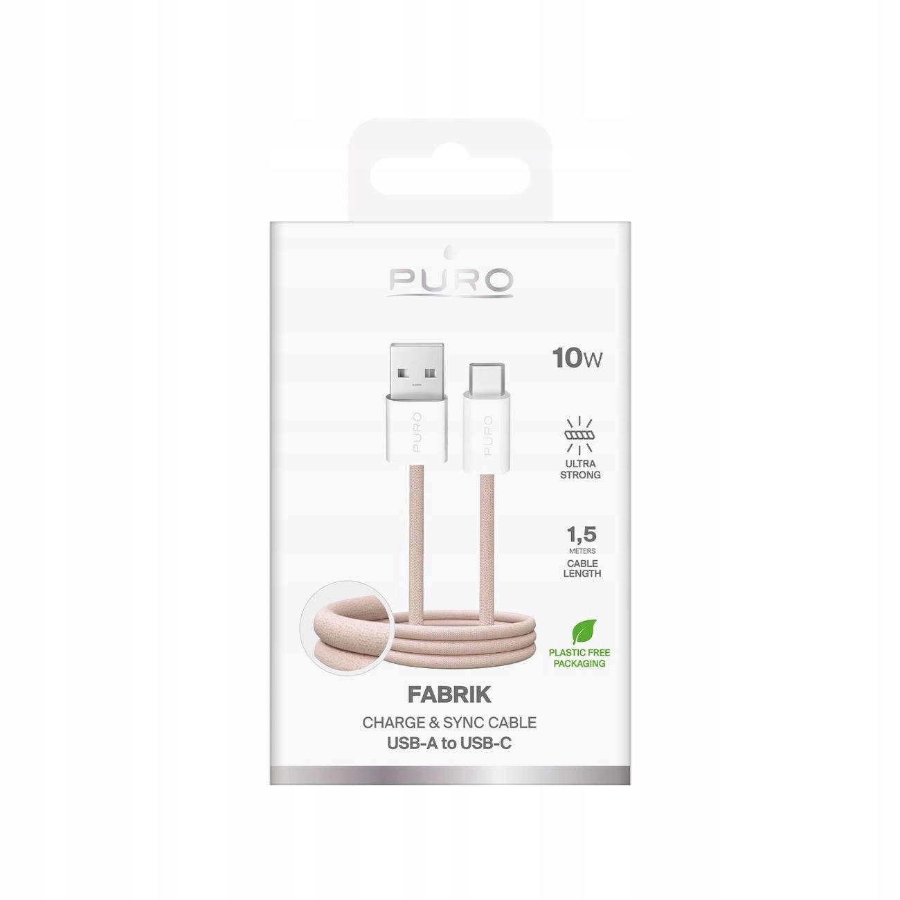 Kabel Puro Fabrik 10W Opletený Usb-a Usb-c 1,5 M Béžová Kvalita