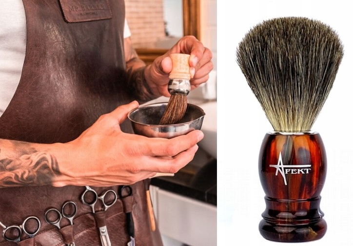 PĘDZEL DO GOLENIA Z WŁOSIA BORSUKA I WŁOSIE NATURALNE TRADYCYJNY PĘDZEL Model 9CC