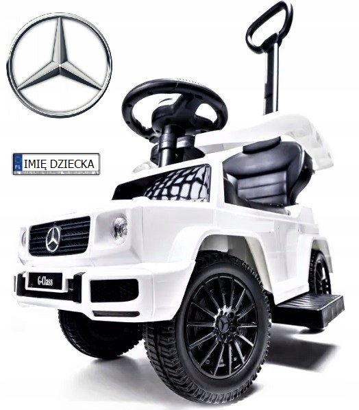 Mercedes G Class Amg terenowy Jeździk Pchacz 3w1 na Chrzciny Biały