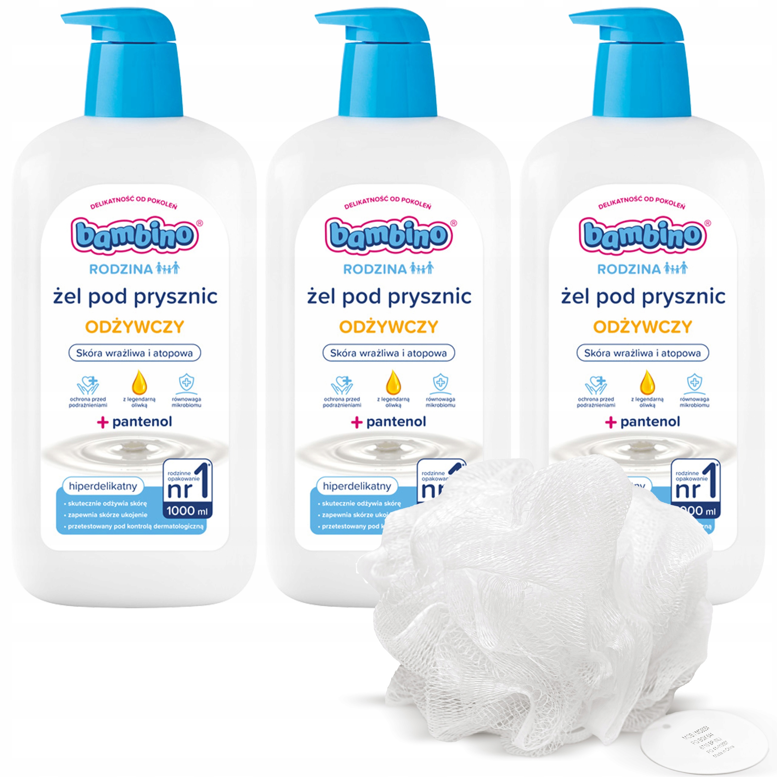 3x Bambino Rodzina Żel pod prysznic odżywczy, 1000 ml myjka