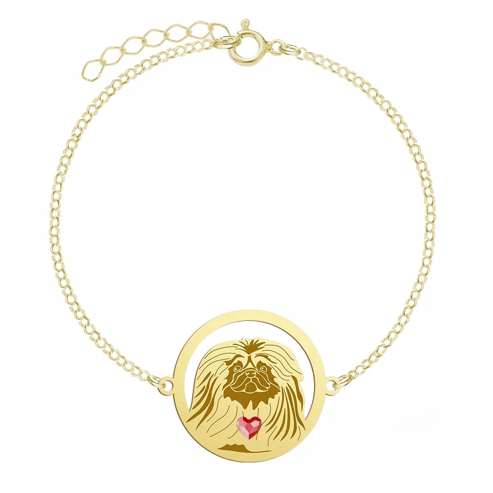 Zlatý náramek s pekingským psem Stříbro 925 Šperky Řetízek Gravírování