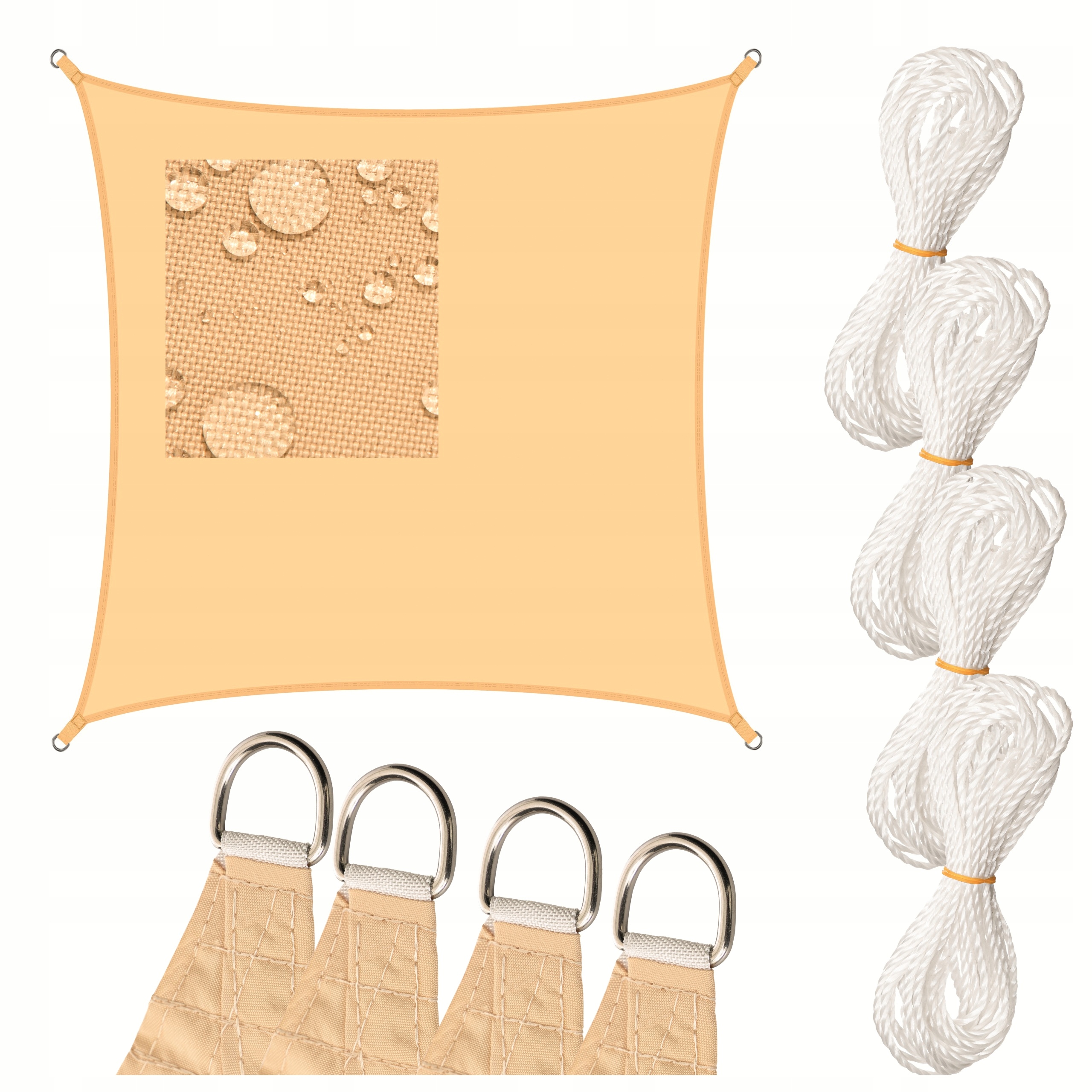 Zahradní Sluneční Plachta 3x3 m Čtvercový voděodolný stínící materiál