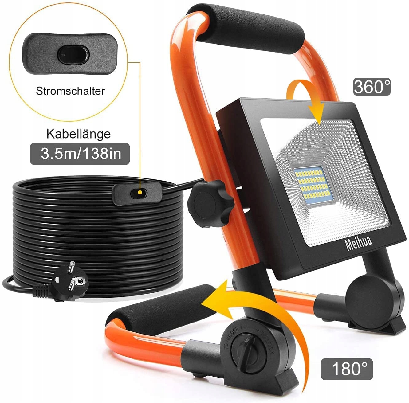 MEIHUA 30W LED Reflektor IP66 2600LM Przenośny 6500K Do Warsztatu — miniatura 4