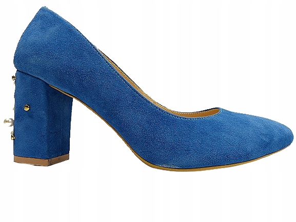 modré semišové lodičky na podpatku, kožené dámské boty Luca.C. 37