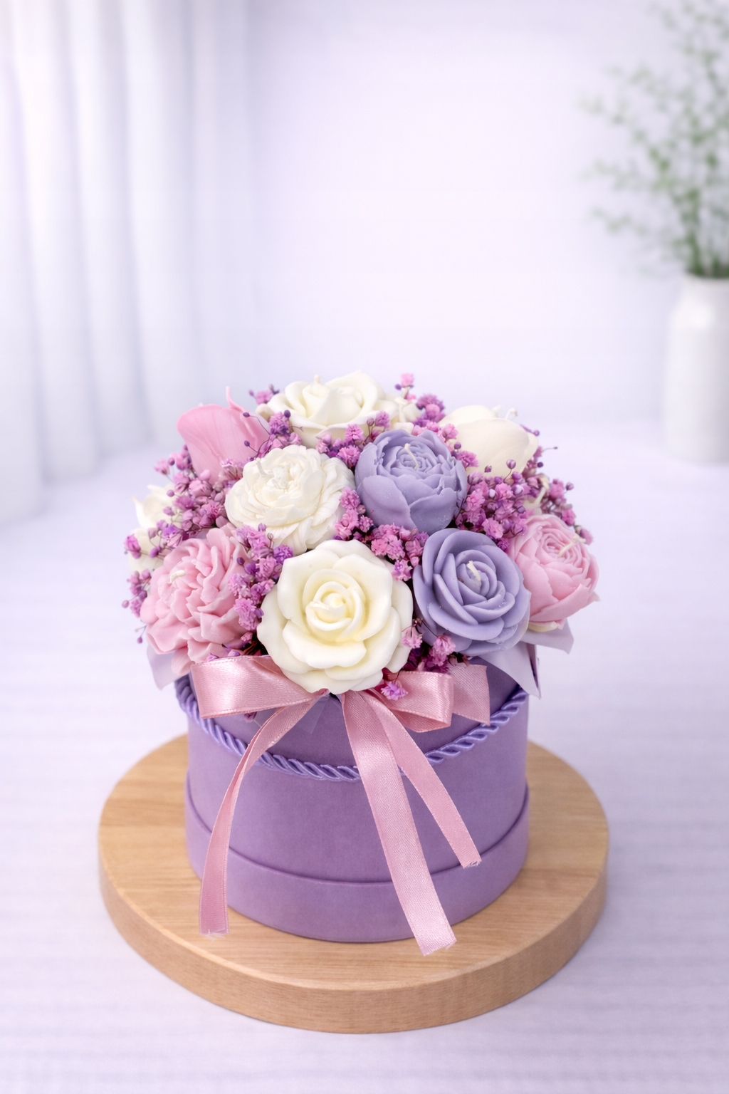 Flower Box Sójové svíčky Věčná kytice Dárek Narozeniny Jmeniny