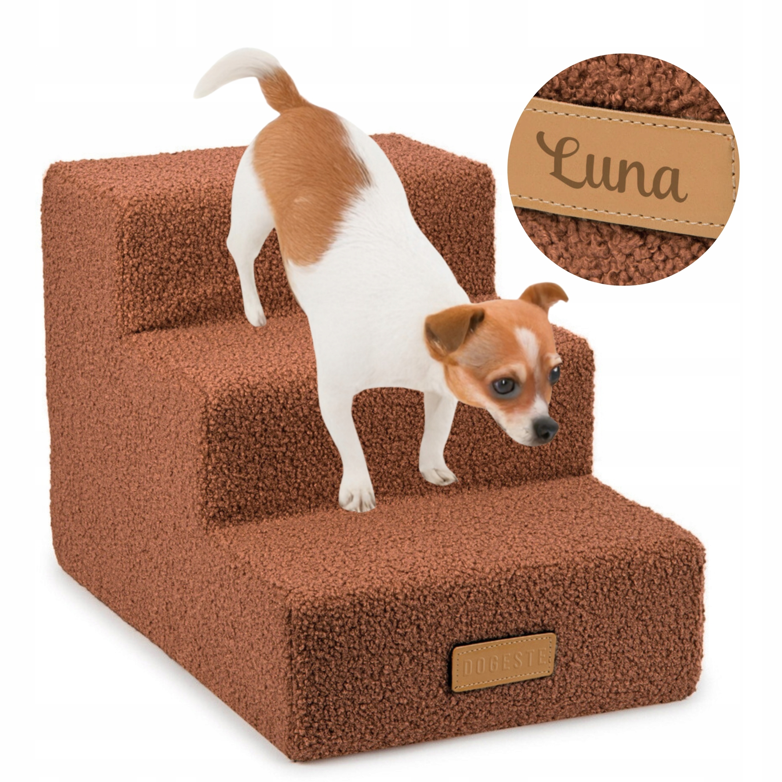 Schody pro psa kočku Schody 3 stupně rampa plošina 30 cm Gravírování jméno Bonus