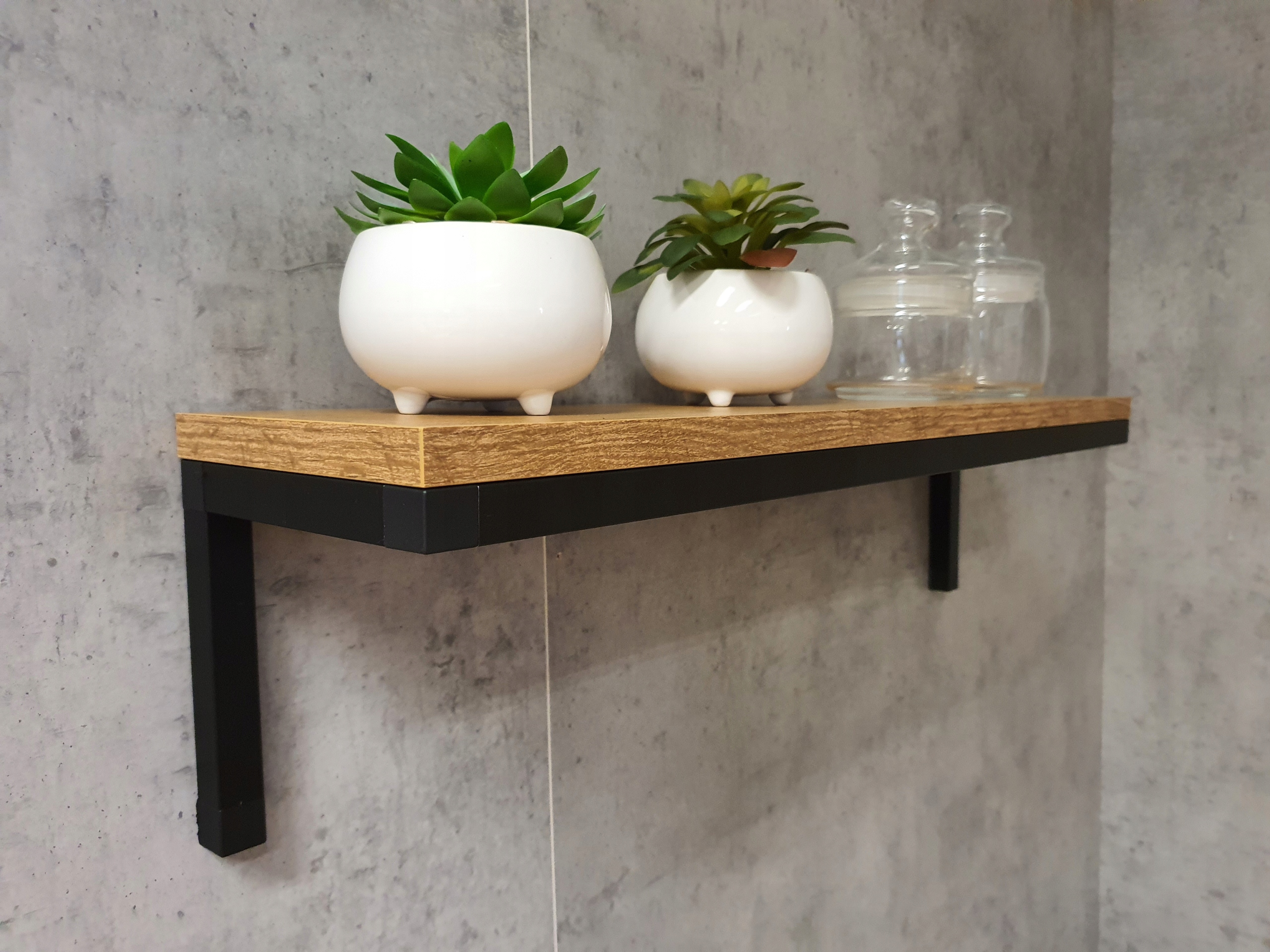 PÓŁKA PABLO 90 cm industrial LOFT czarny DĄB opcje Wysokość mebla 18 cm